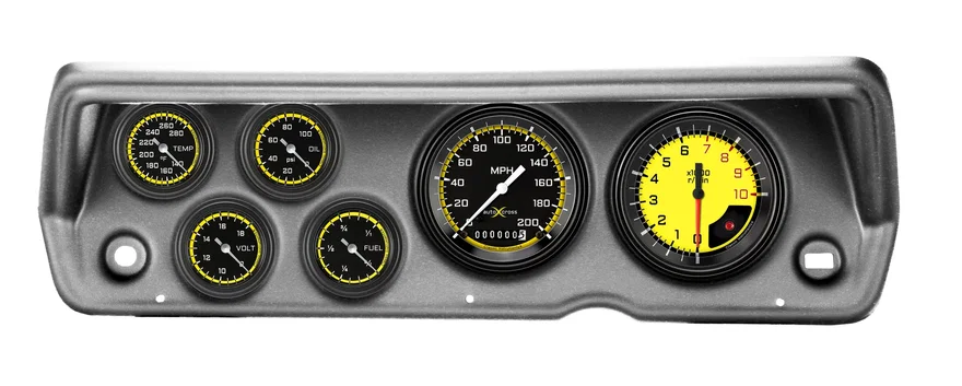Classic Instruments CDDU70AXY101BA, 1970-76 Duster AutoCross Yellow Full Sweep Six Gauge Set