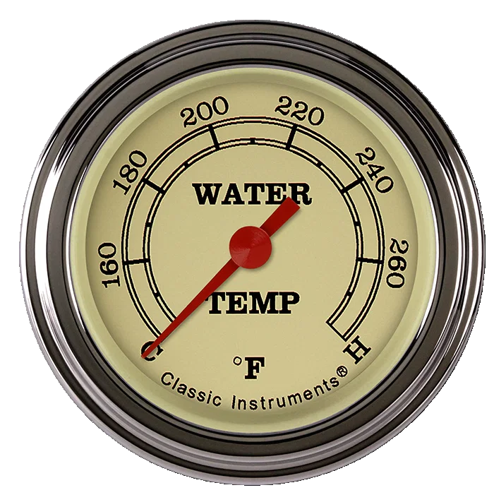 Classic Instruments VT126SLF-02, Vintage 2-1/8" Full Sweep Water Temperature Gauge