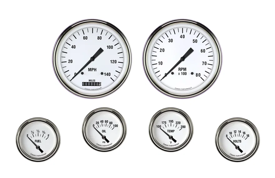 Classic Instruments WH251SLF, White Hot Six Gauge Set