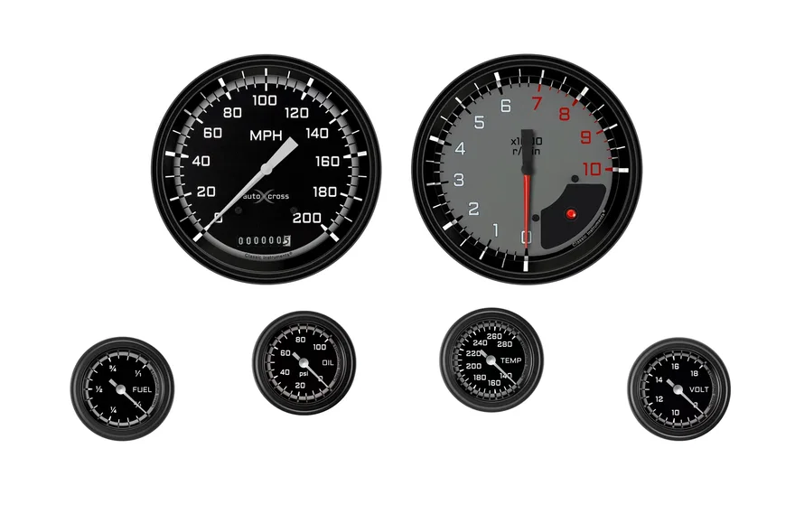 Classic Instruments AX151GBLF, AutoCross Gray Six Gauge Set