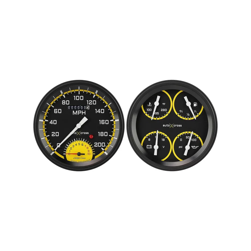 Classic Instruments AX62YBLF, AutoCross Yellow Two Gauge Set