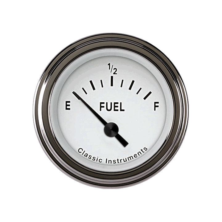 Classic Instruments TE12WSLF, Tetra Series, White Fuel Level Gauge (0-90 Ohm)