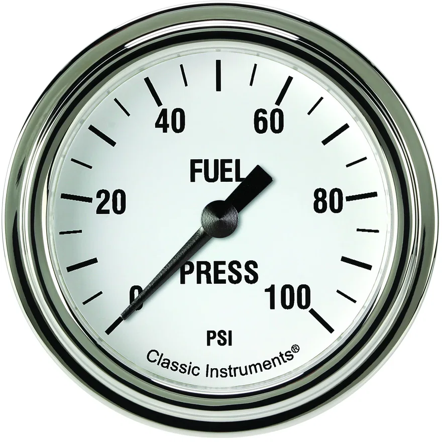 Classic Instruments WH346SLF, White Hot 2-5/8" Fuel Pressure Gauge (100 PSI)