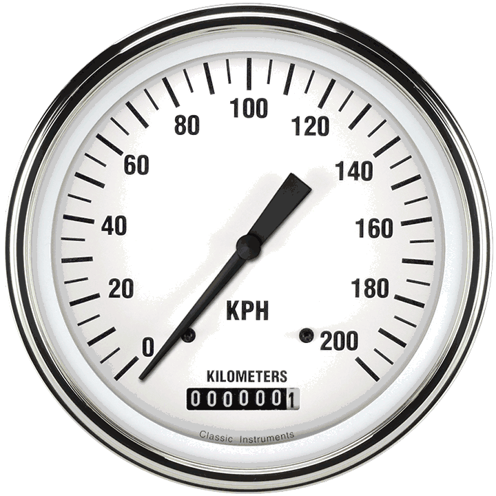 White Hot 4-5/8" Speedometer Gauge