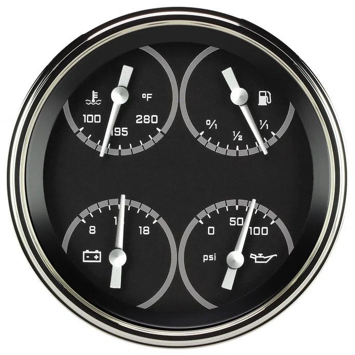 Classic Instruments AX75GSLF, AutoCross Gray 5" Quad Gauge (240-33 Ohm)