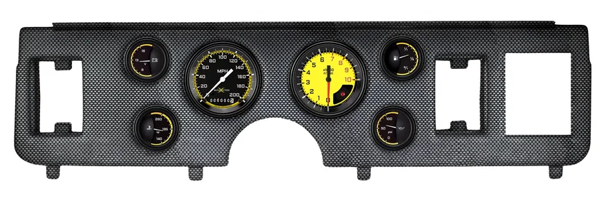 Classic Instruments CDMU79AXY01CF, 1979-86 Mustang AutoCross Yellow 6 Gauge Set Ford