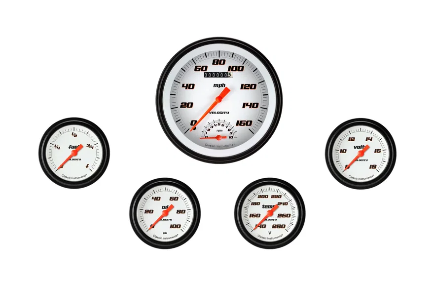 Classic Instruments VS365WBLF, Velocity White Five Gauge Set
