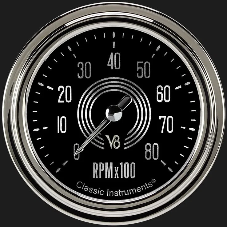 Classic Instruments V8SR383SLC, V8 Speedster 2-5/8" Tachometer Gauge