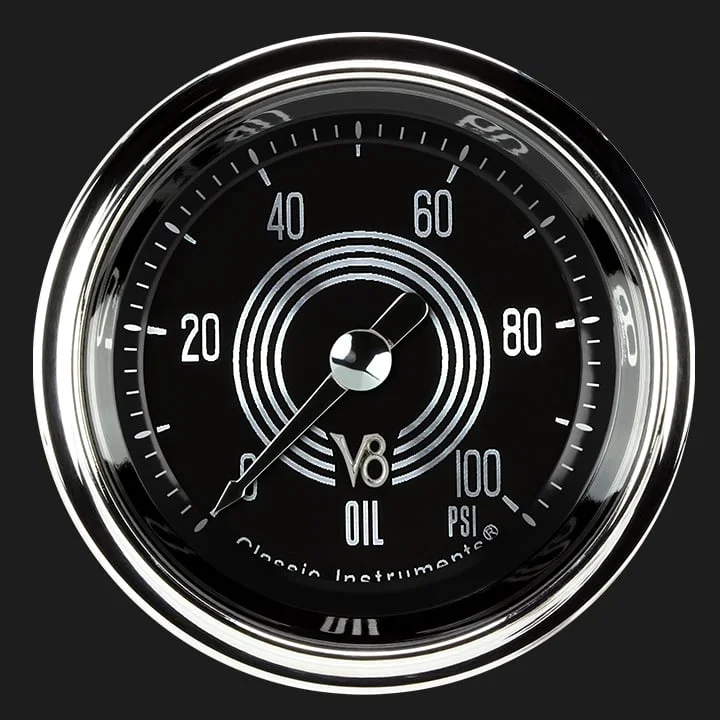 Classic Instruments V8SR181SHC, V8 Speedster 2-1/8" Oil Pressure Gauge