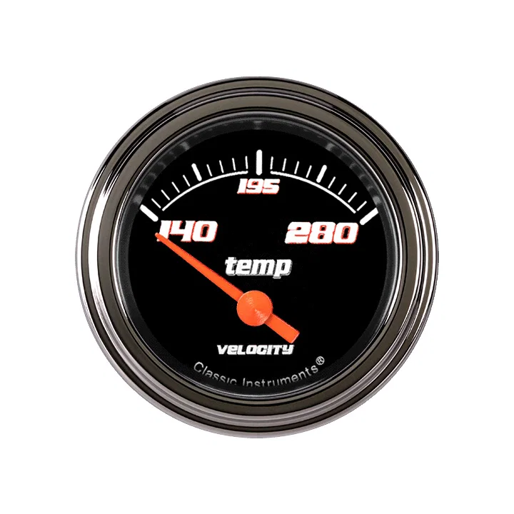 Classic Instruments VS26BSLC, Velocity Black 2-1/8" Water Temperature Gauge
