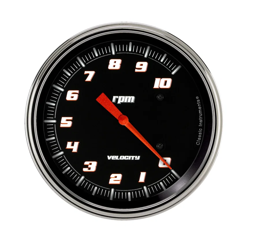 Classic Instruments VS71BSLC, Velocity Black 5" Tachometer Gauge (10K)