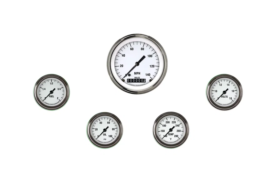 Classic Instruments WH100SLF, White Hot Five Gauge Set