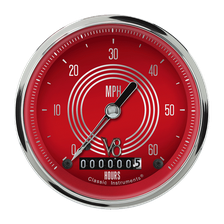 V8 Red Steelie 3-3/8" Low Speed Speedometer Gauge image 1