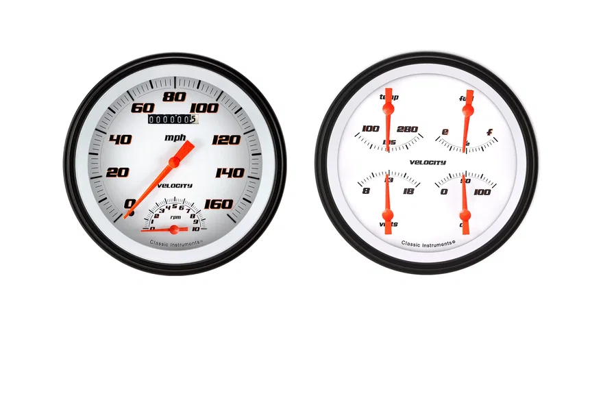 Classic Instruments VS62WBLF, Velocity White Two Gauge Set