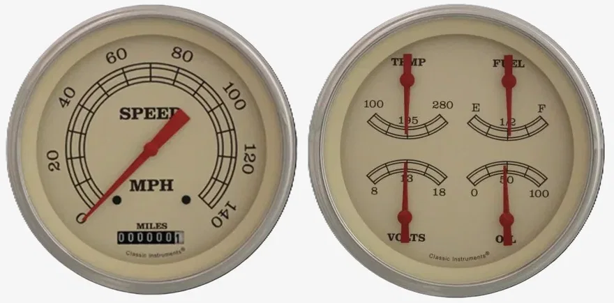 Classic Instruments VT52GLC, Vintage 5" Speedo & 5" Quad