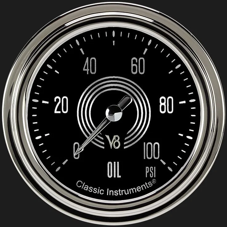 Classic Instruments V8SR381SLC, V8 Speedster 2-5/8" Oil Pressure Gauge