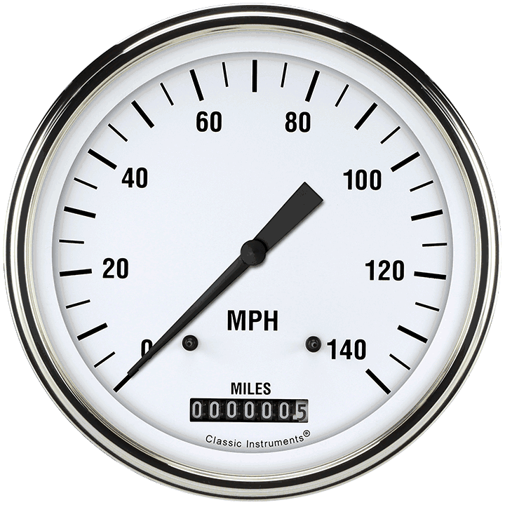 White Hot 4-5/8" Speedometer Gauge