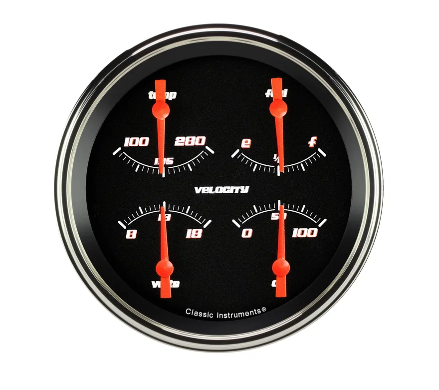 Classic Instruments VS31BSLF, Velocity Black 5" Quad (0-30 Ohm)