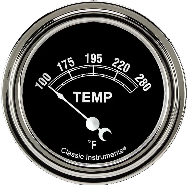 Classic Instruments TR226SLF-12, Traditional 2-5/8" Short Sweep Water Temperature Gauge