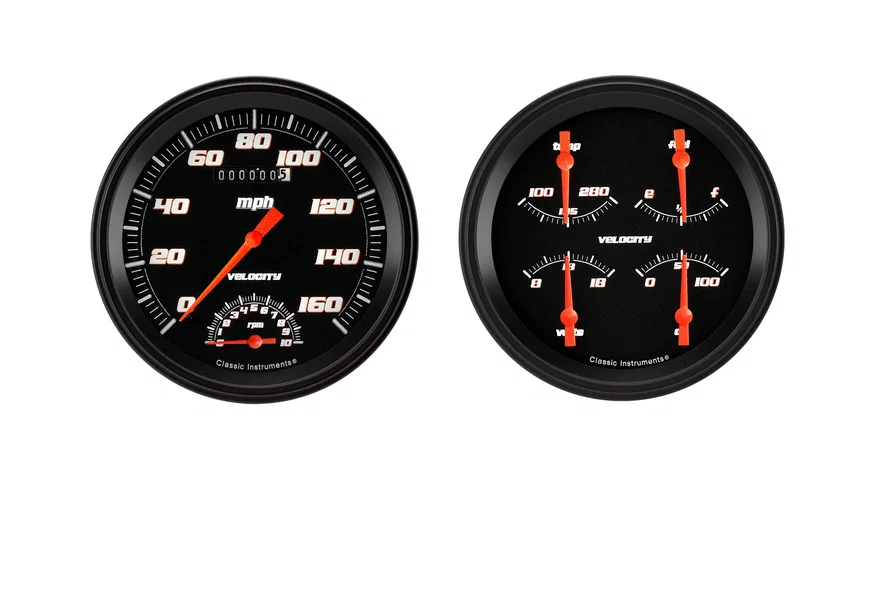Classic Instruments VS62BBLF, Velocity Black Series Two Gauge Set