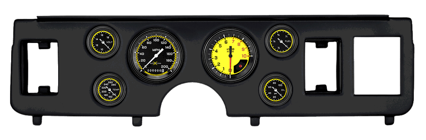 Classic Instruments CDMU79AXY101BL, AutoCross Yellow Series Full Sweep Gauge Set for Ford Mustang