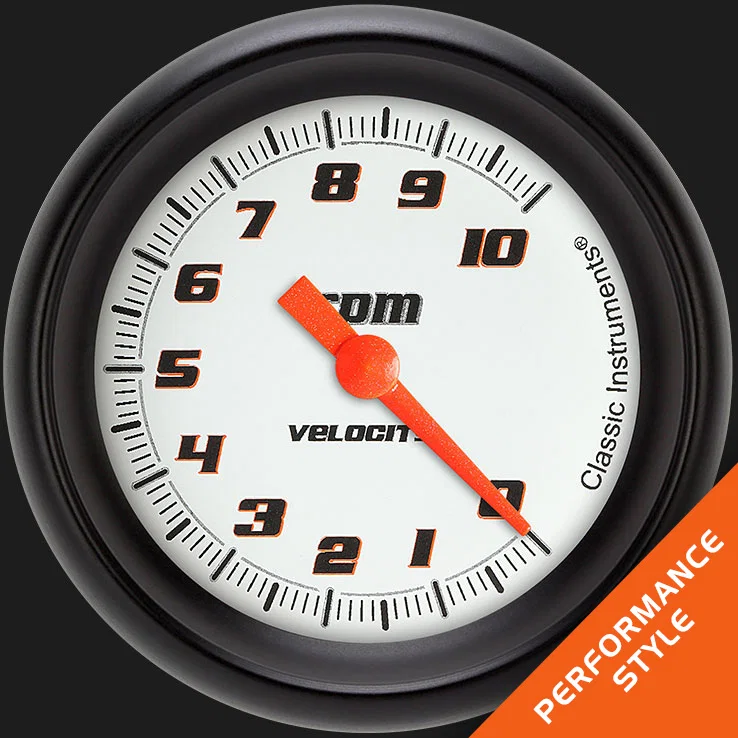 Classic Instruments VS383WBPF, Velocity White 2-5/8" Tachometer Gauge