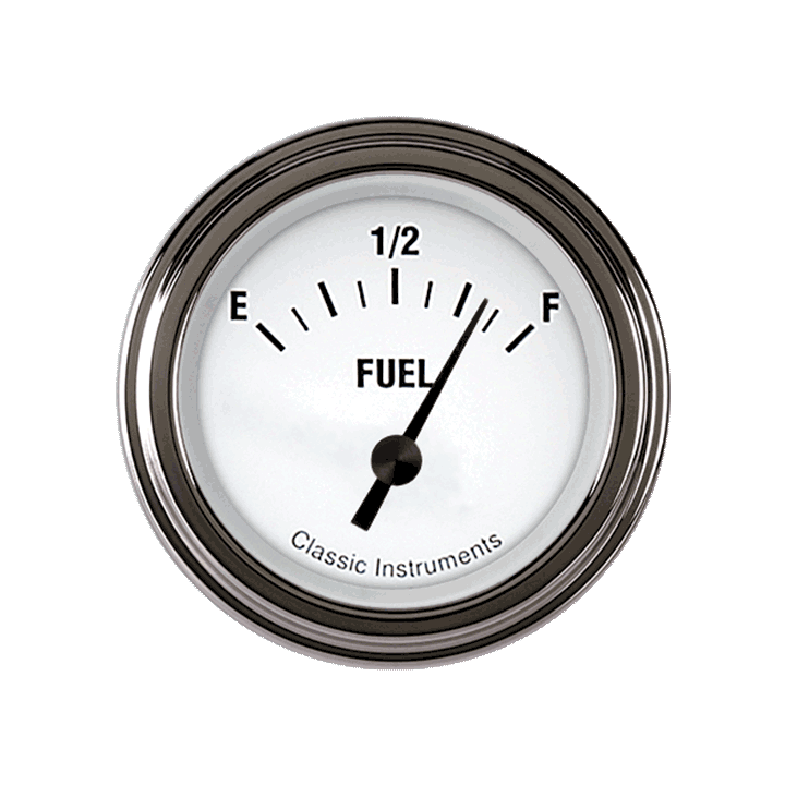 Classic Instruments WH09SLF, White Hot 2-1/8" Fuel Level Gauge