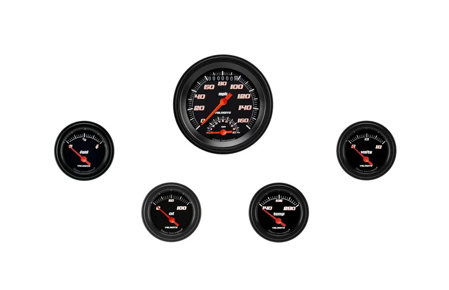 Classic Instruments VS35BBLF, Velocity Black Five Gauge Set