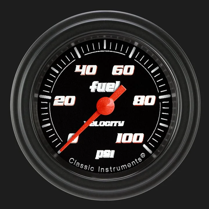 Classic Instruments VS146BBLF, Velocity Black 2-1/8" Fuel Pressure Gauge (100 PSI)