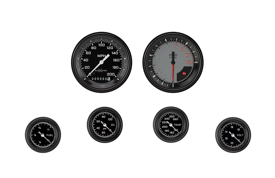 Classic Instruments AX101GBLF, AutoCross Gray Six Gauge Set