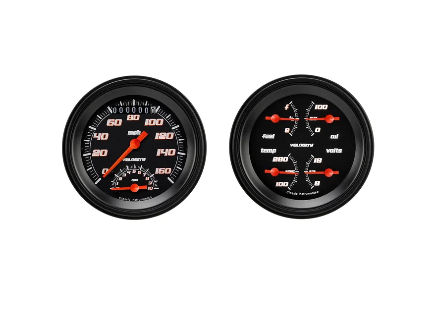 Classic Instruments VS32BBLF, Velocity Black Series Two Gauge Set