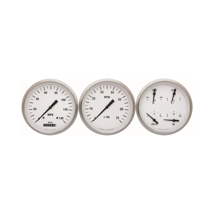 Classic Instruments WH53SLF, White Hot Three Gauge Set