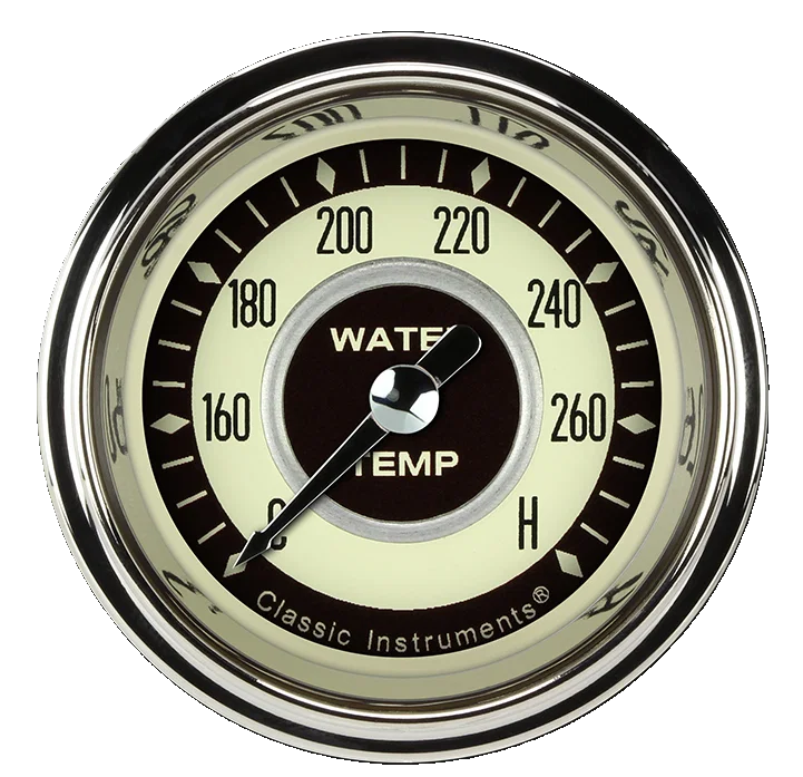 Classic Instruments NT126SHC-06, Nostalgia VT 2-1/8" Full Sweep Water Temperature Gauge