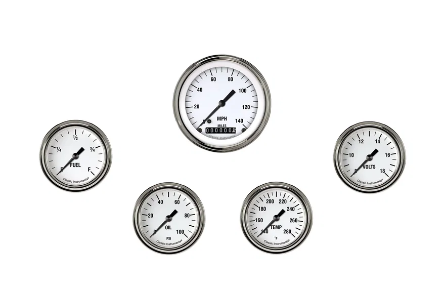 Classic Instruments WH300SLF, White Hot Five Gauge Set