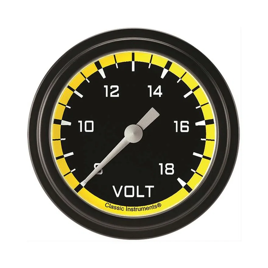 Autocross Yellow 2-5/8" Volt Gauge