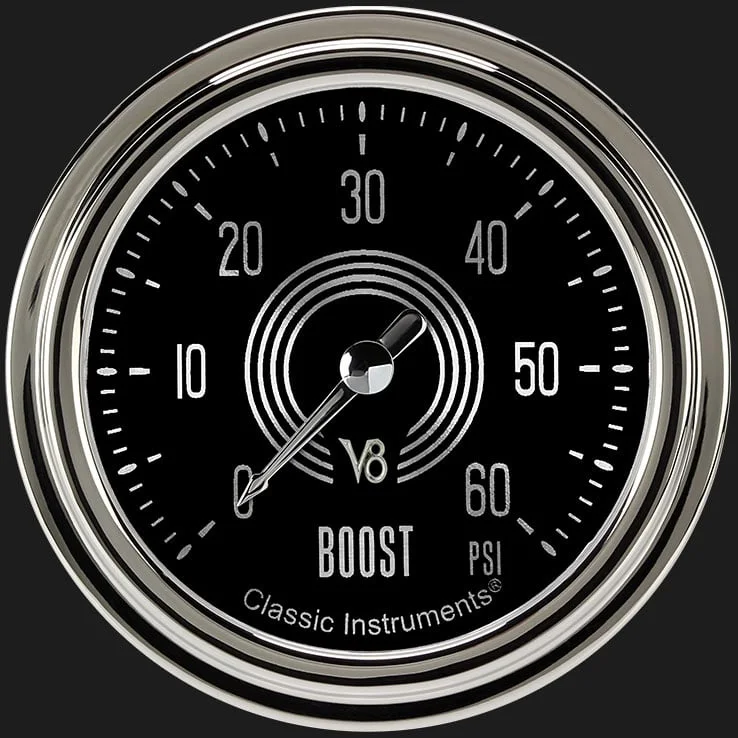 Classic Instruments V8SR343SLC, V8 Speedster 2-5/8" Boost Gauge (60 PSI)