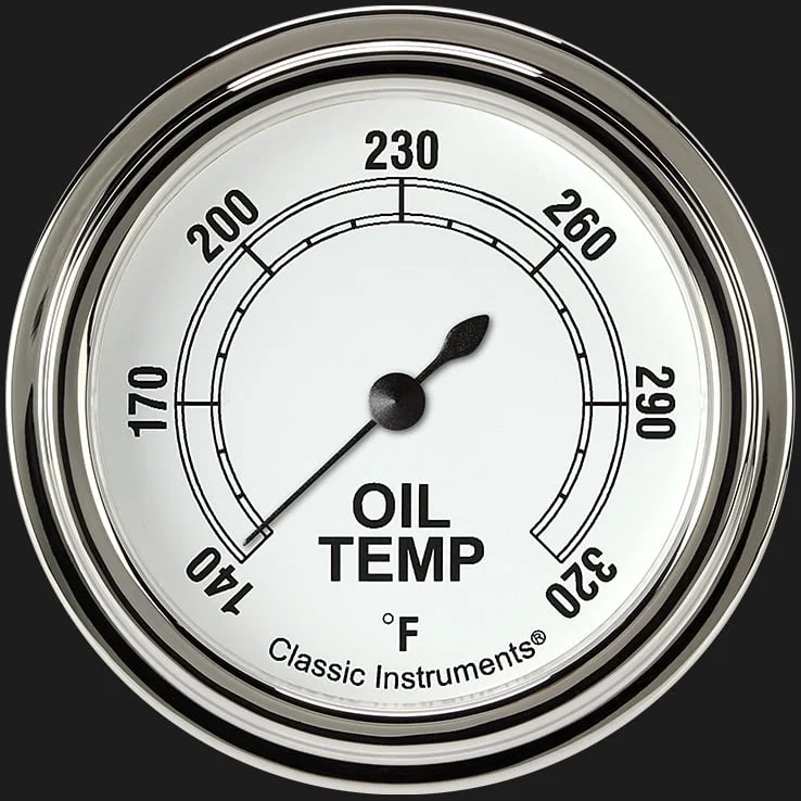 Classic Instruments CW328SLF, White 2-5/8" Oil Temperature Gauge