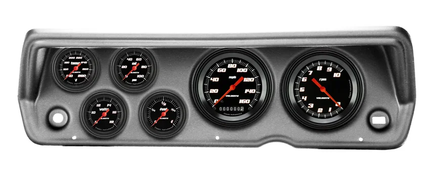 Classic Instruments CDDU70VSB101BA, 1970-76 Duster Velocity Black Full Sweep Six Gauge Set Mopar