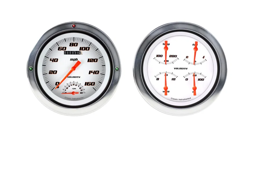 Classic Instruments CT54VSW62-LS, Velocity White 5" Speedometer/Tachometer/Quad-Ls for 1954-1955 Chevy Truck