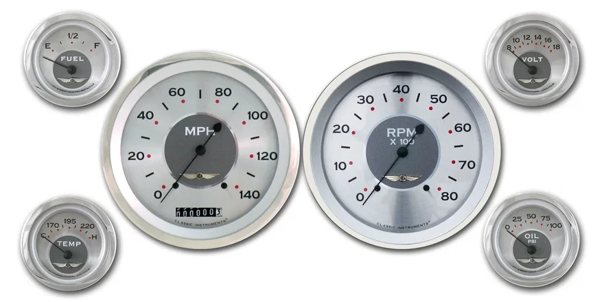 Classic Instruments AW51SLC, All American 5" Speedo/Tach With 2-1/8" Fuel/Oil/Temp/Volt