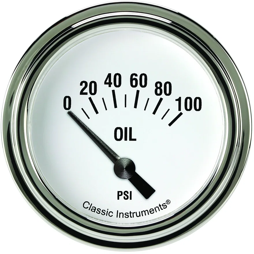 Classic Instruments WH281SLF, White Hot 2-5/8" Oil Pressure Gauge
