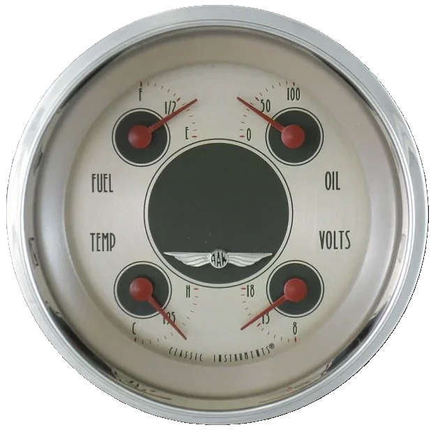 Classic Instruments AN77SHC, All American Nickel 3-3/8" Quad Gauge
