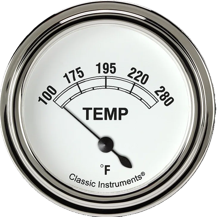 Classic Instruments CW226SLF-06, White 2-5/8" Short Sweep Water Temp Gauge