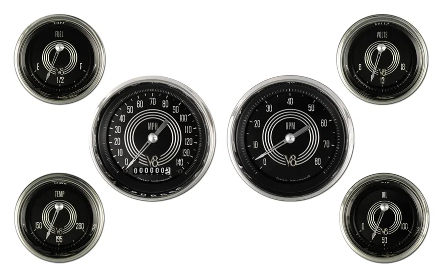 Classic Instruments V8SR01SHC, V8 Speedster Six Gauge Set