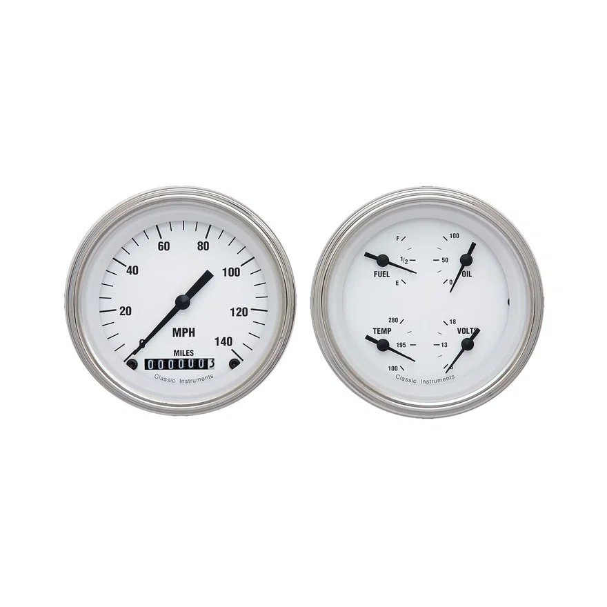 Classic Instruments WH02SLF, White Hot Two Gauge Set