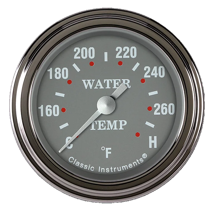 Classic Instruments SG126SLF-12, Silver Gray 2-1/8" Full Sweep Water Temperature Gauge