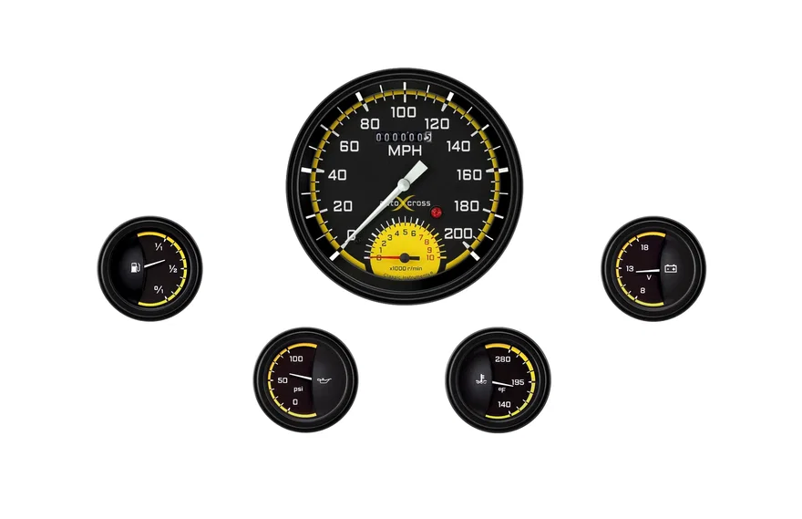 Classic Instruments AX65YBLF, Autocross Yellow 4-5/8" Speedtachular