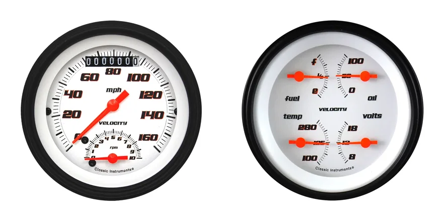 Classic Instruments VS32WBLF, Velocity White Two Gauge Set