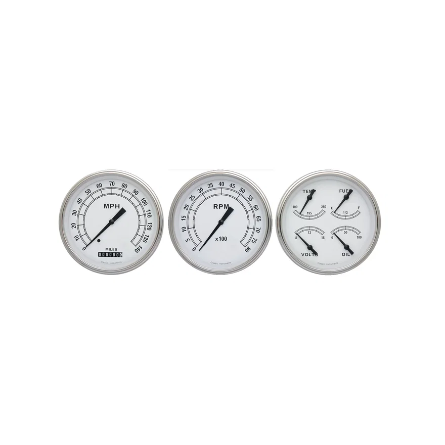 Classic Instruments CW53SLF, White Three Gauge Set