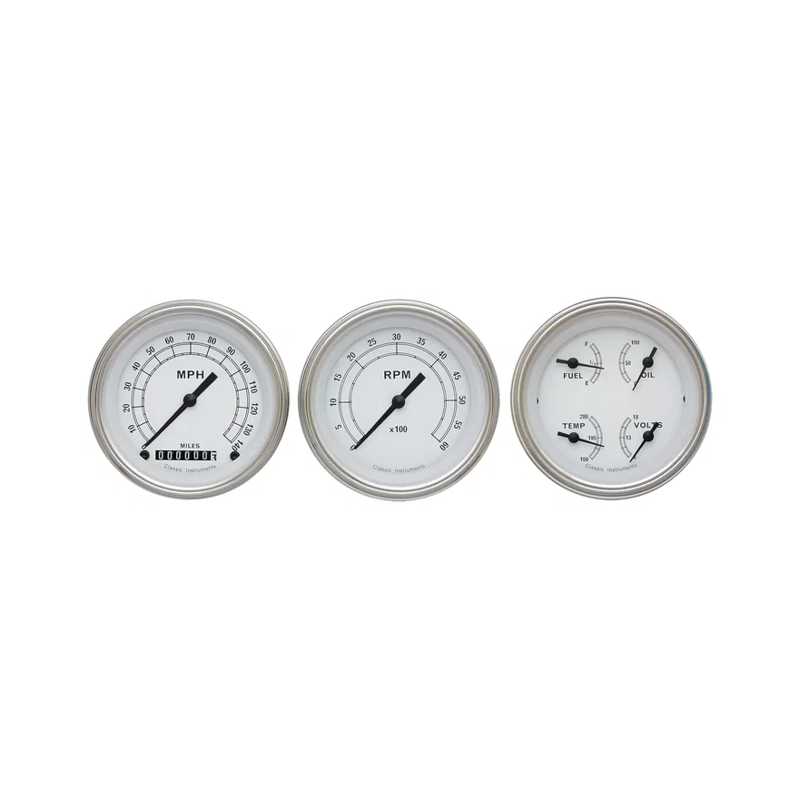 Classic Instruments CW03SLF, White Three Gauge Set